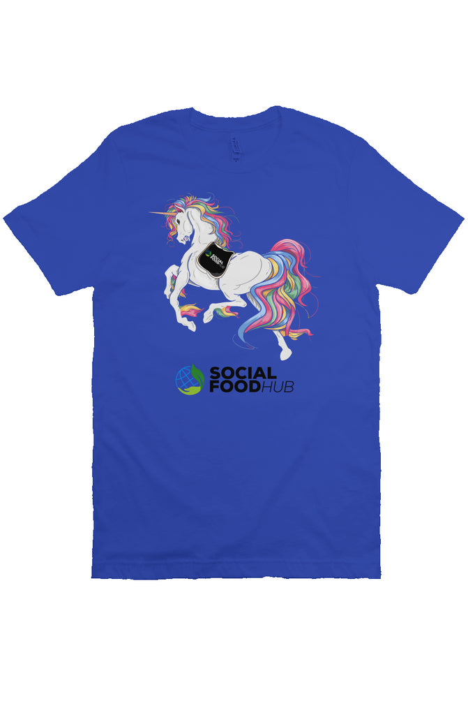  Adult Unisex Fit  T-shirt Royal Blue w/unicorn/lo