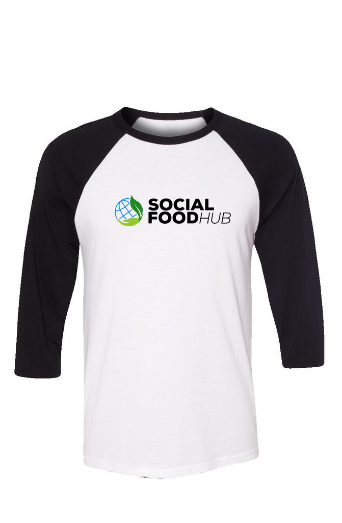 Adult Unisex Fit 3/4 sleeve BLACK/WHITE Baseball T