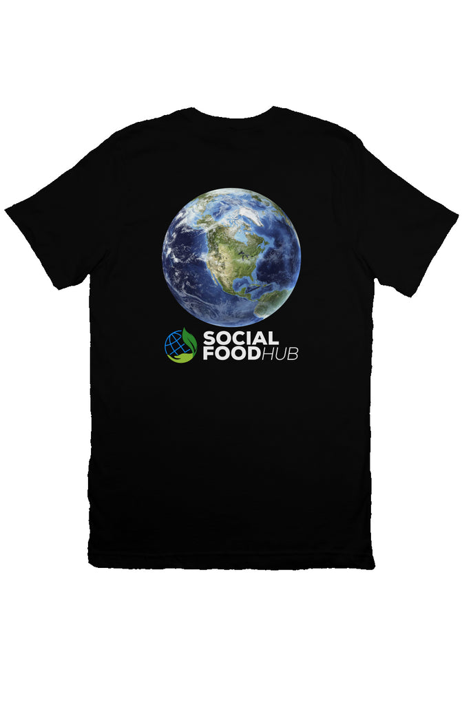 Adult Unisex fit Black Jersey t-shirt w/logo/earth