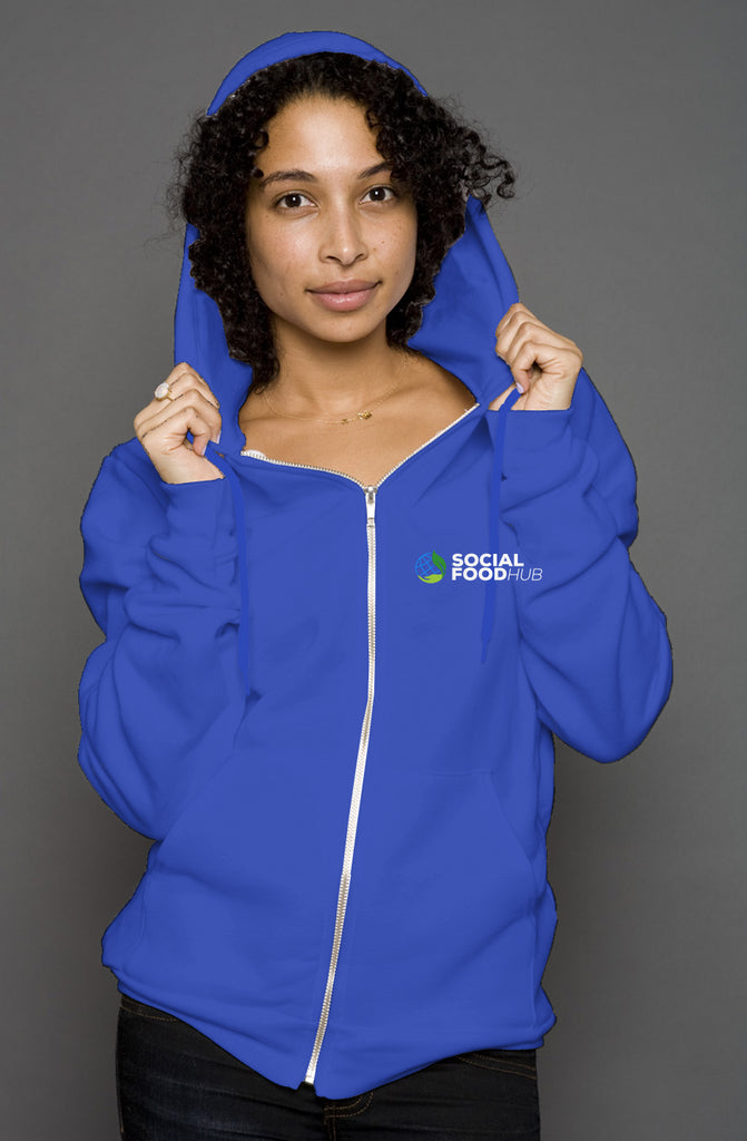 Adult unisex fit  zip hoody Royal Blue w/logo/unic