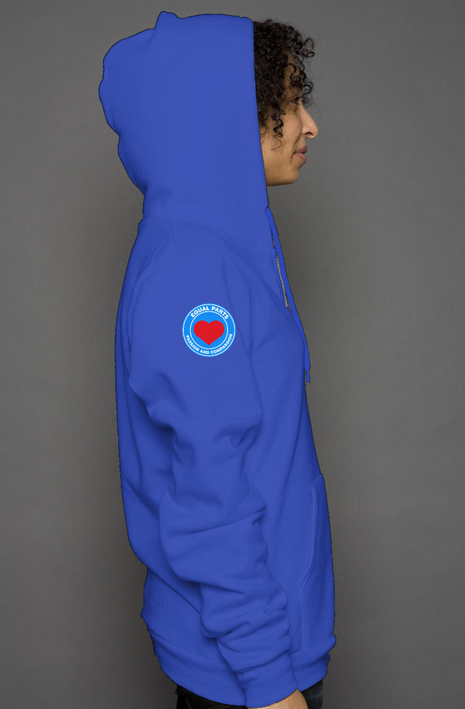 Adult unisex fit  zip hoody Royal Blue w/logo/unic