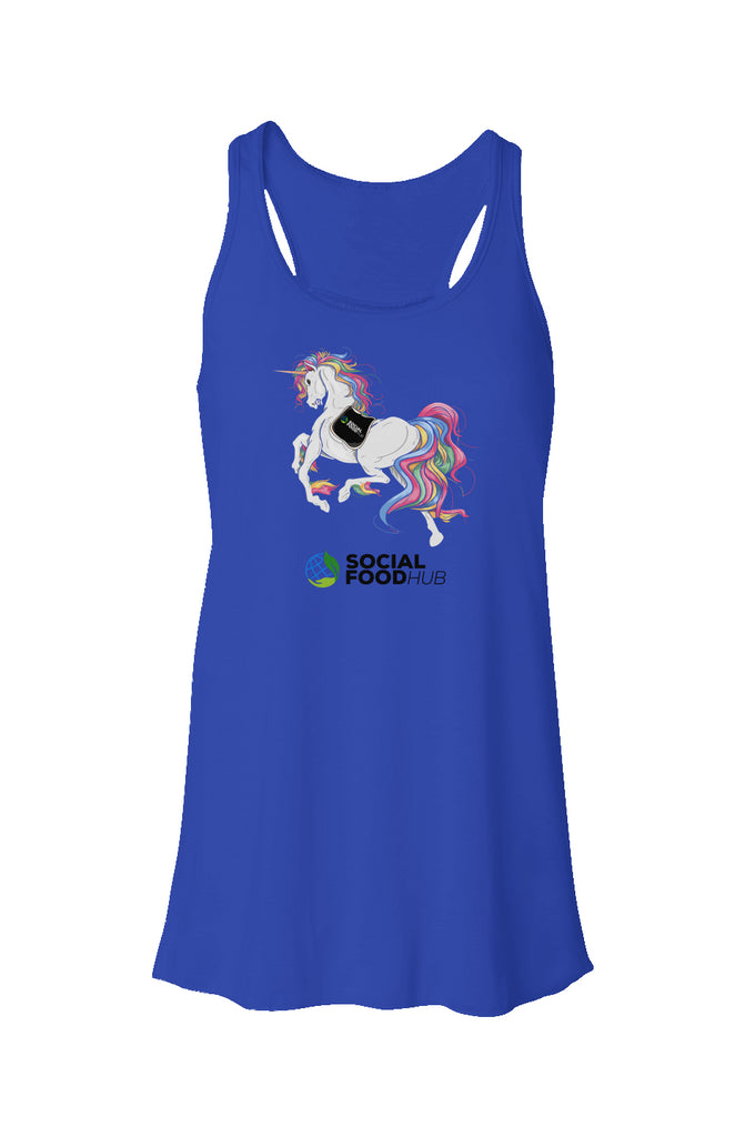 Women&amp;#39;s  Flowy Racerback Tank Royal Blue w/Unicorn