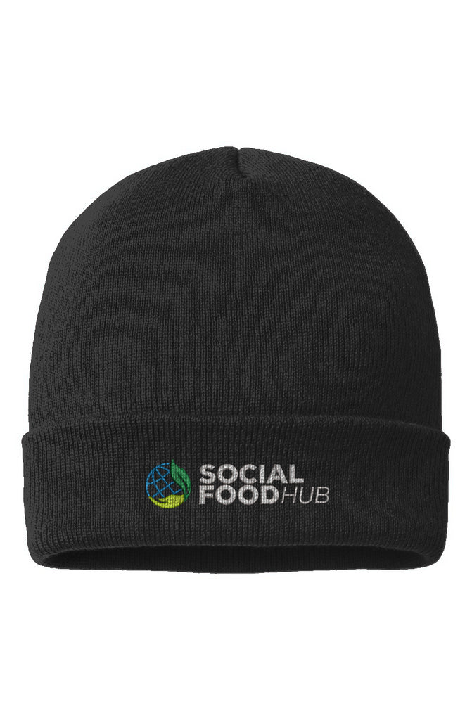 USA-Made Black Cuffed Beanie w/Logo