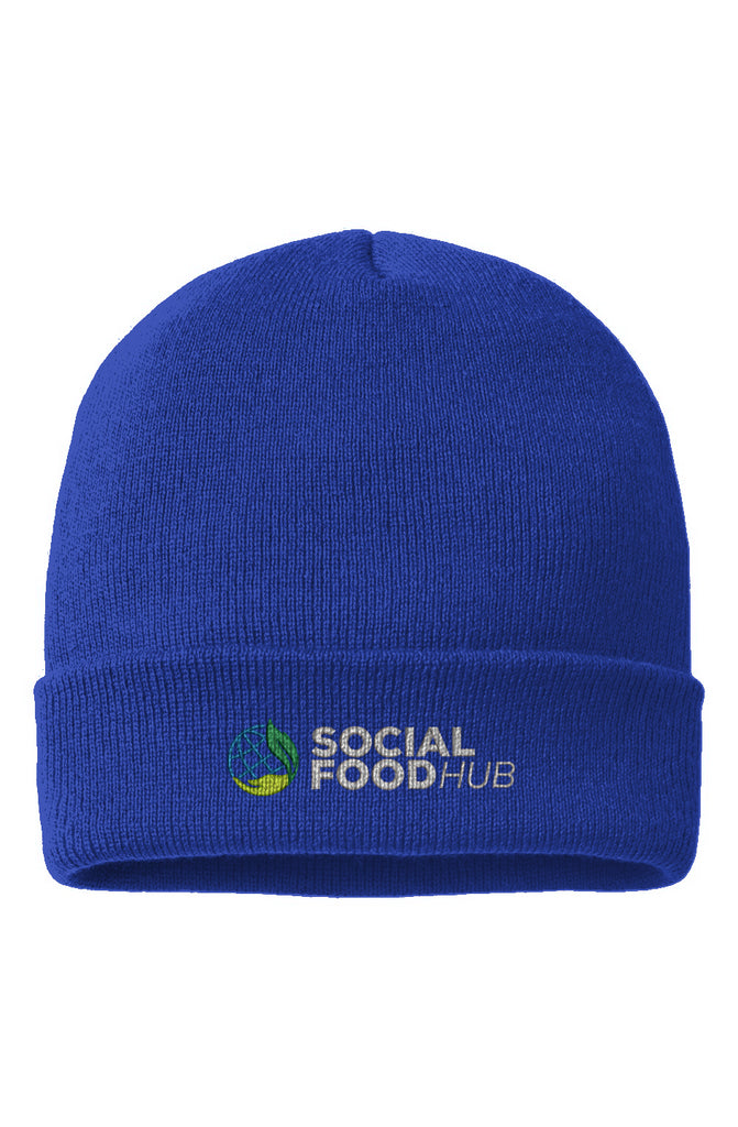 USA-Made Royal Blue Cuffed Beanie w/Logo