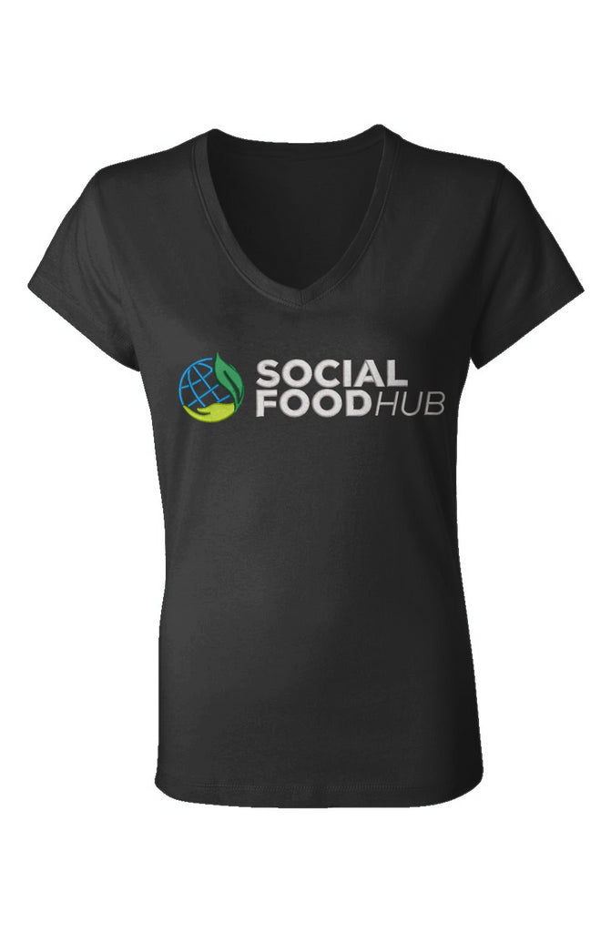 Women's  Jersey V-Neck T-Shirt Black w/Logo/Unicor