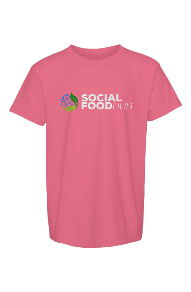 Youth unisex fit Pigment Dyed Pink T-Shirt w/logo