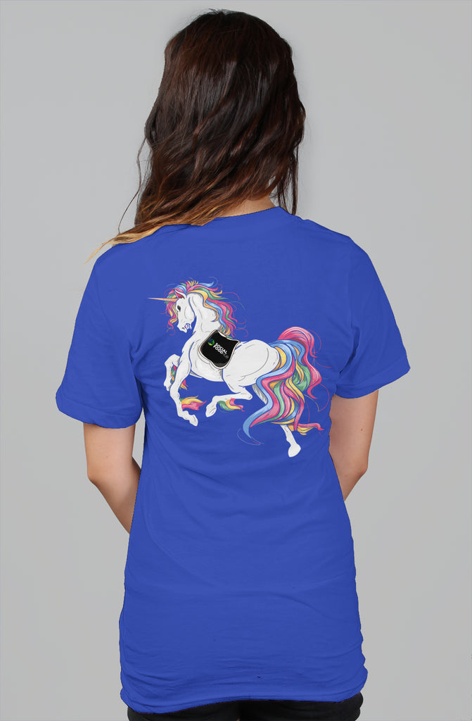 Women's relaxed fit Royal Blue t-shirt w/Unicorn/S