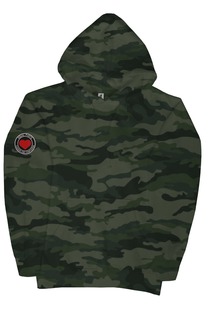 Adult Unisex fit Camo Heavyweight Hoodie w/logo/un