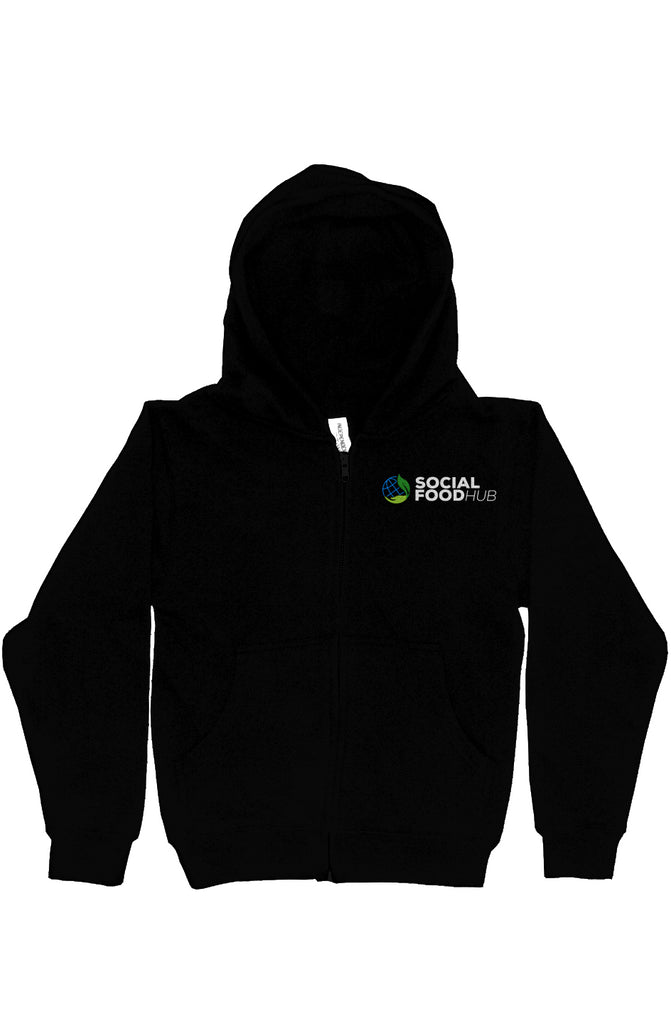 Youth Unisex fit Black Mid weight Hooded Full-Zip 