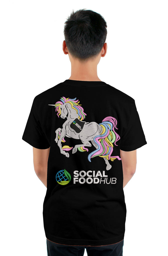 Adult unisex fit Black short sleeve w/logo/unicorn