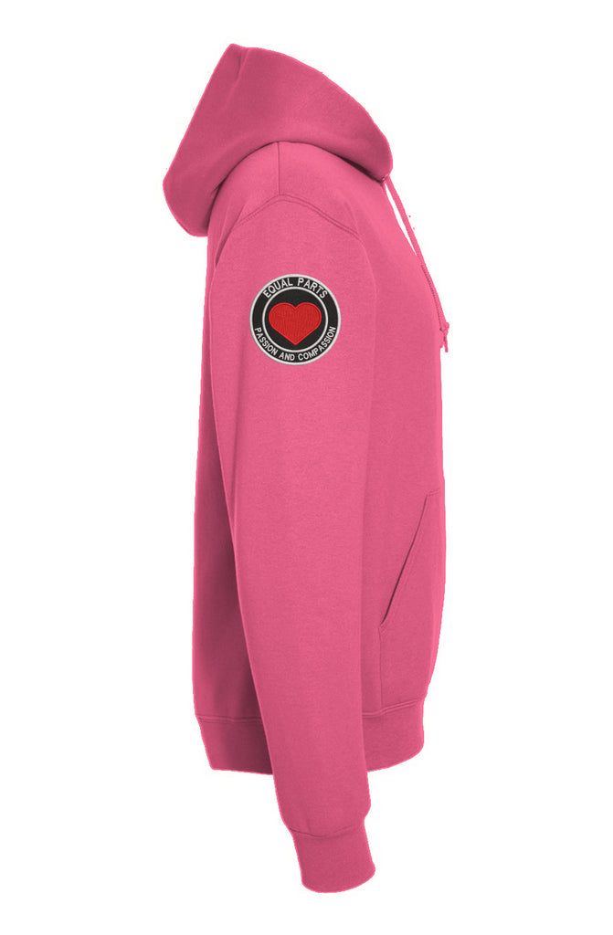 Adult unisex fit Pink Hooded Sweatshirt w/Logo/Uni