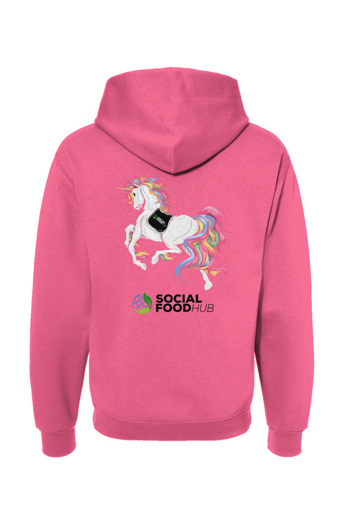 Adult unisex fit Pink Hooded Sweatshirt w/Logo/Uni