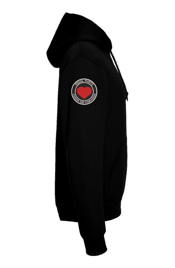 Adult Unisex fit Black Hooded Sweatshirt w/Logo/Un