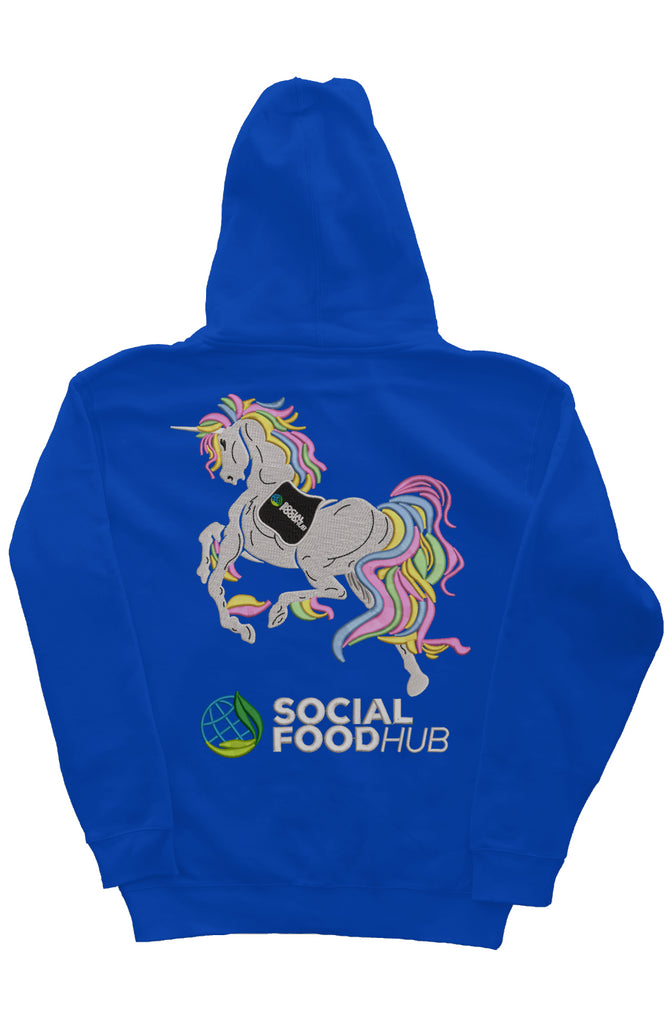 Adult Unisex fit royal blue zip hoody Unicorn Hood