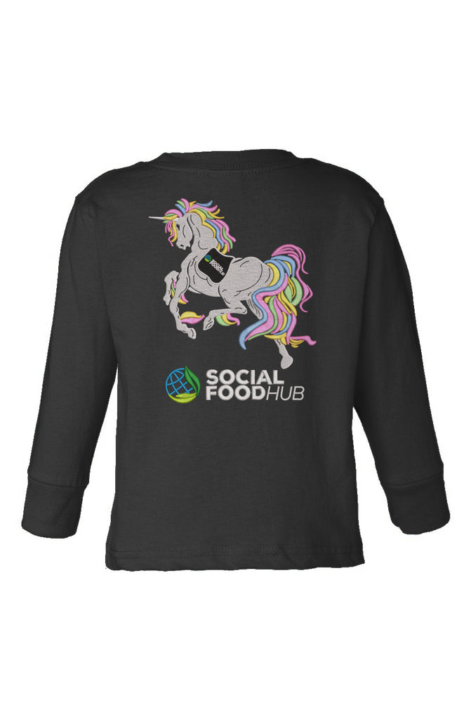 Toddler Unisex Fit Black Long Sleeve Logo/Unicorn 