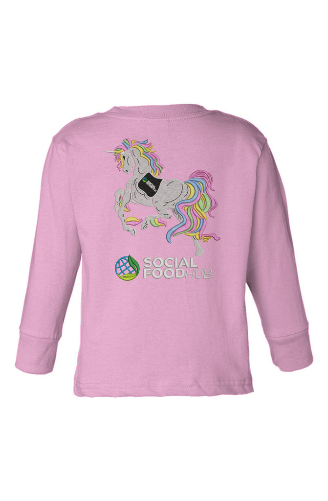 Toddler Unisex Fit pink Long Sleeve Logo/Unicorn 