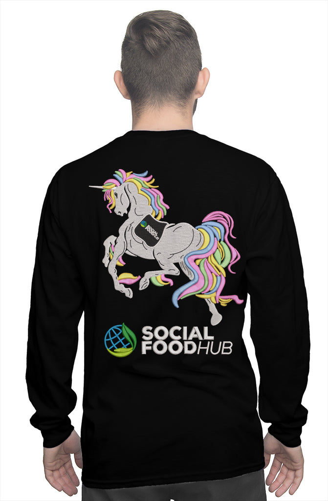 Men's Black long sleeve w/logo/unicorn/sleeve patc