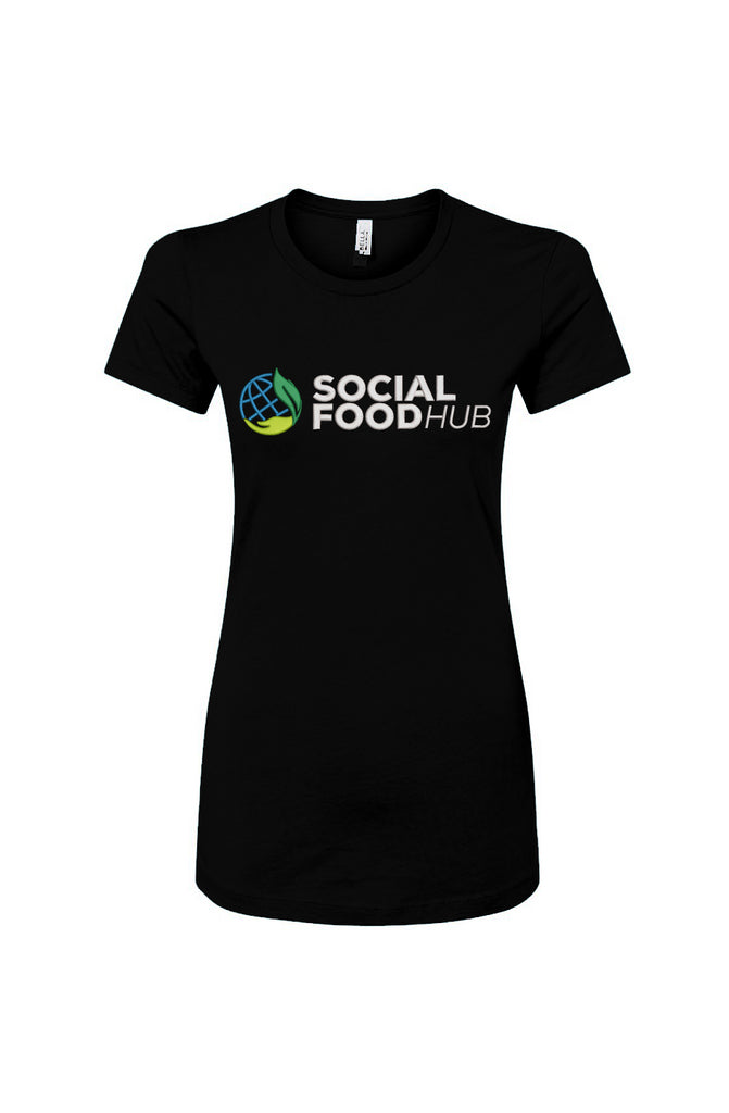 Women's Slim Fit Tee Black w/Logo sleeve 